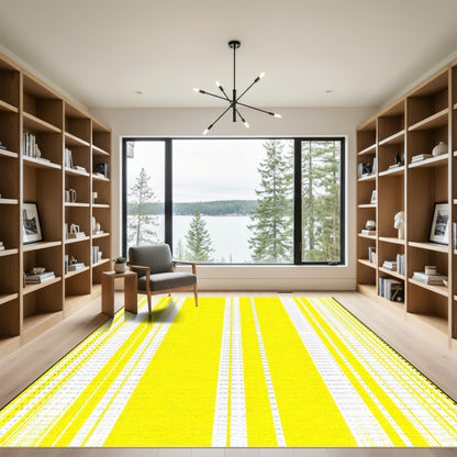 Vibrant Yellow Vertical Stripe Rug