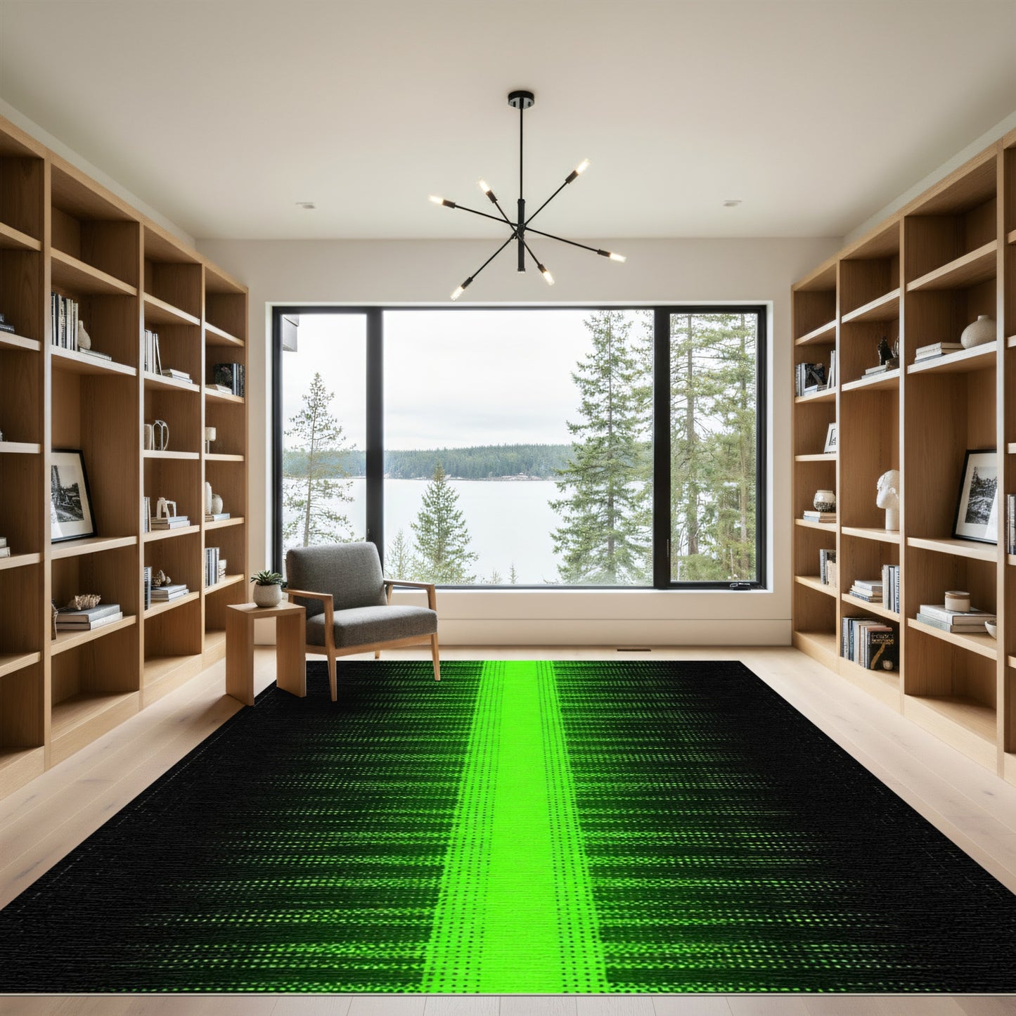 Radiant Neon Green Abstract Stripe Rug