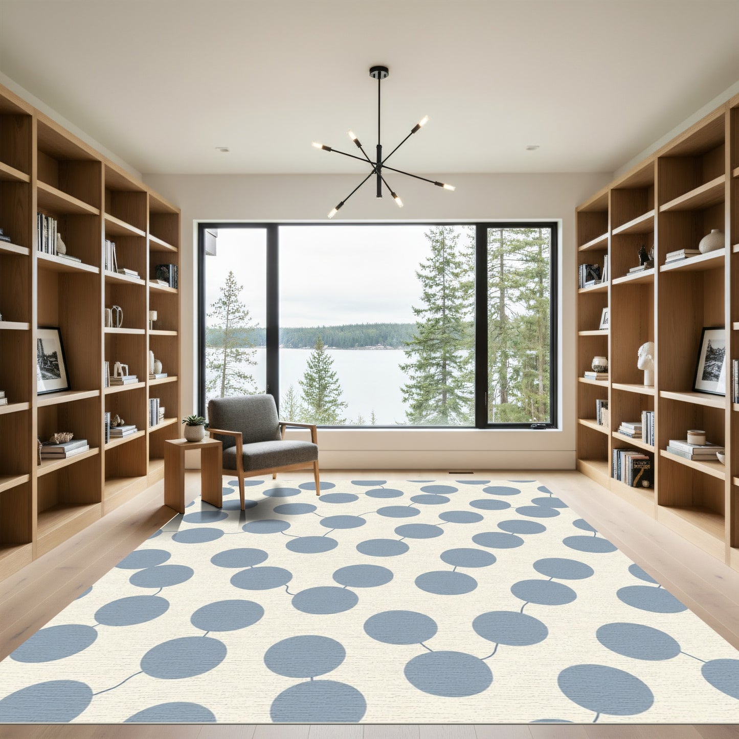 Subtle Blue Connect Dots Pattern Rug