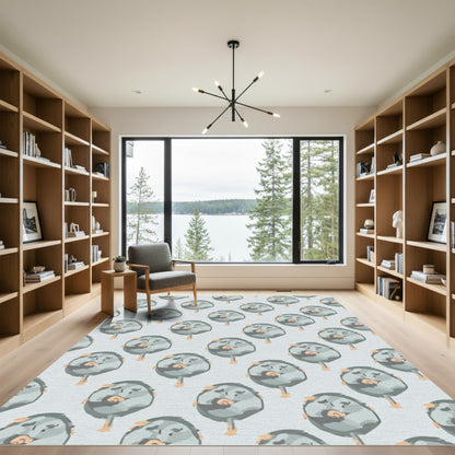 Cute Gray Bird Repeating Pattern Rug