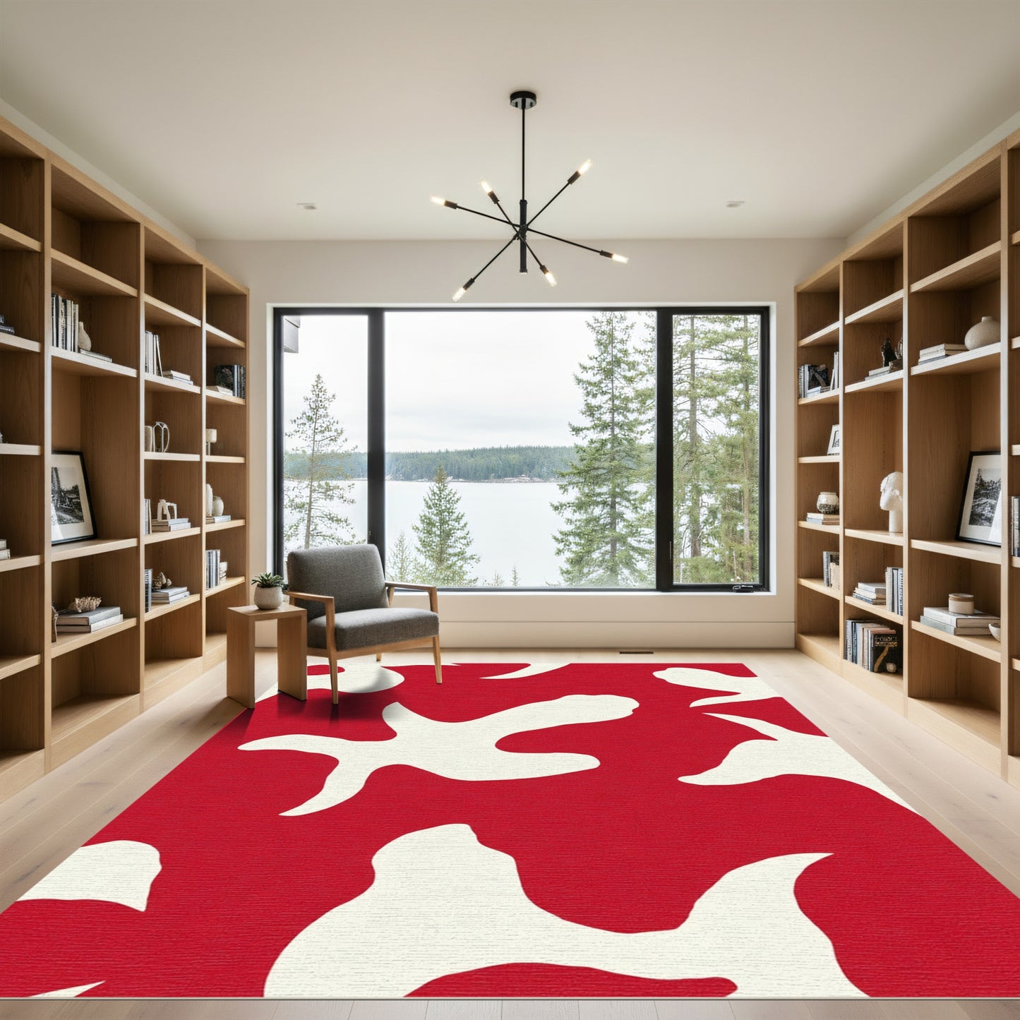 Bold Red Organic Blob Rug