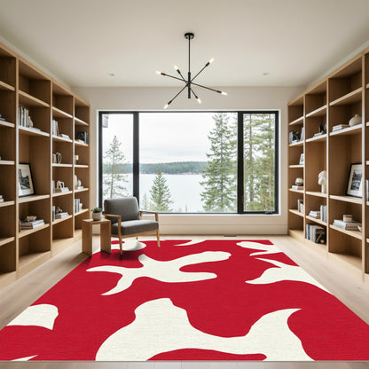 Bold Red Organic Blob Rug