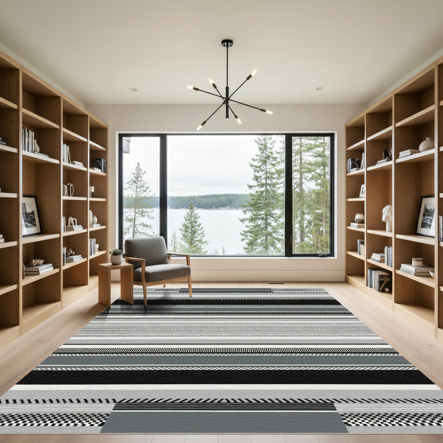 Monochromatic Stripe Mix Texture Rug