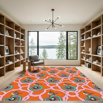 Orange Pink Teal Whimsical Creature Rug