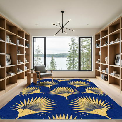 Golden Tropical Fan Leaf Rug