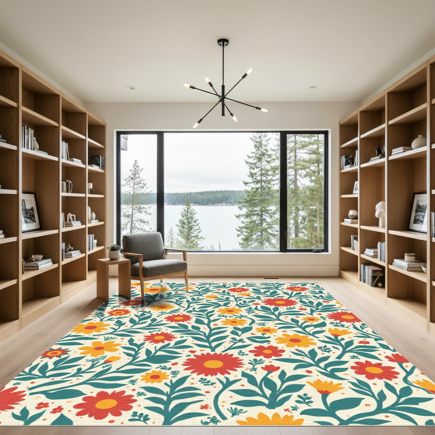 Crimson Yellow Floral Leafy Medley Rug