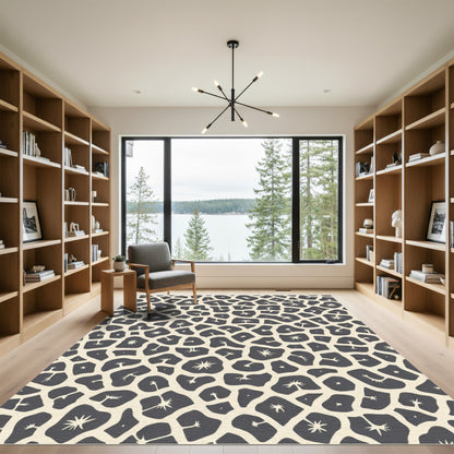 Cream And Charcoal Organic Cell Rug