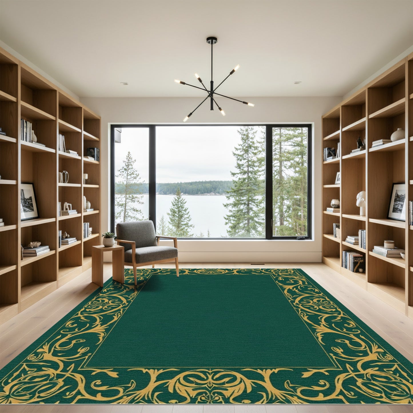 Golden Acanthus Border Emerald Rug