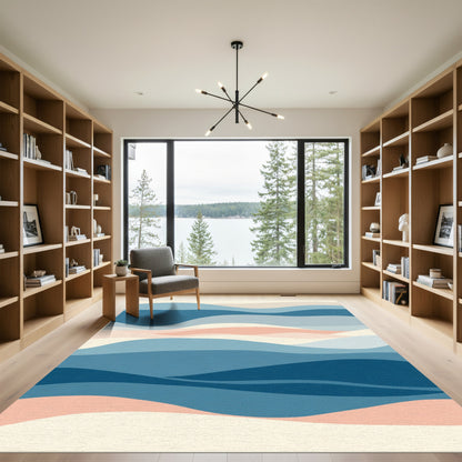 Oceanic Waves Abstract Landscape Rug