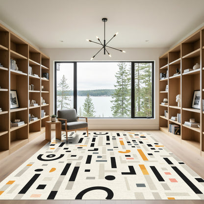 Modern Geometric Labyrinth Abstract Rug