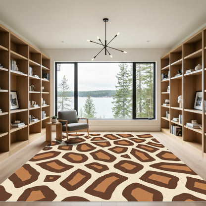 Brown Tan Giraffe Spot Texture Rug
