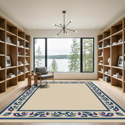 Deep Blue Purple Nature Border Rug