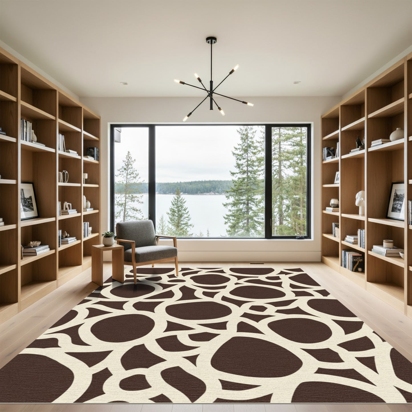 Brown Cream Organic Flow Rug