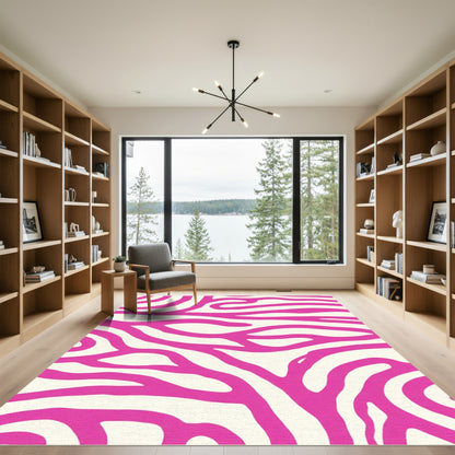 Vibrant Pink Zebra Stripe Rug