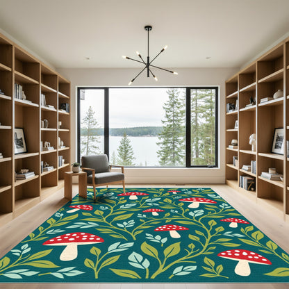 Enchanted Forest Mushroom Foliage Rug