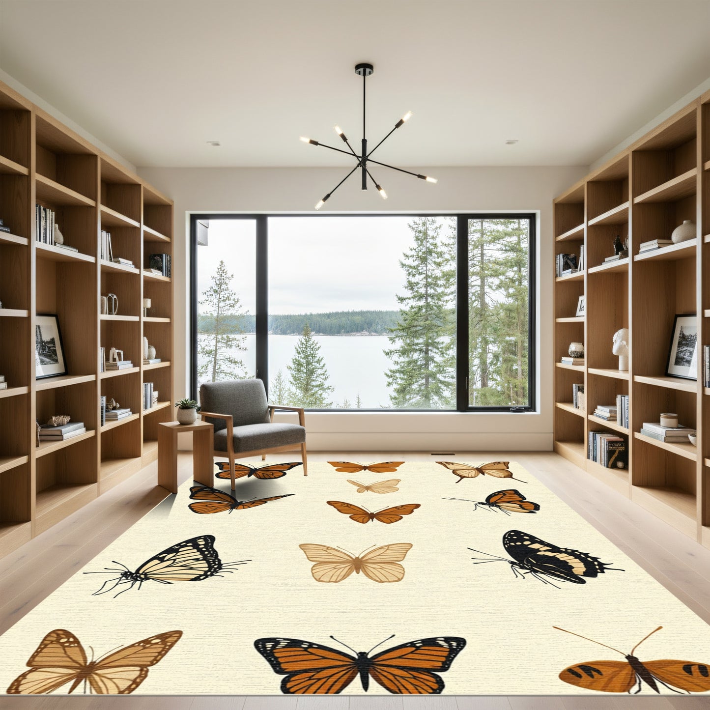 Monarch Golden Brown Butterfly Collection Rug