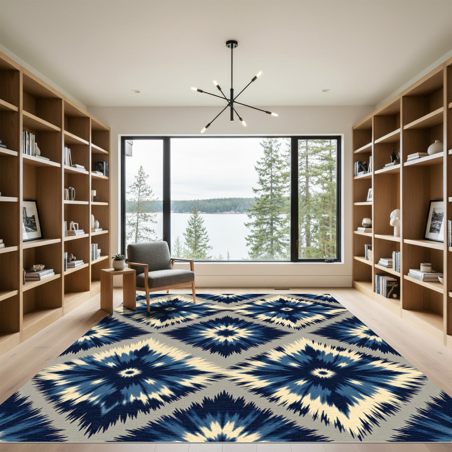 Indigo Diamond Tie Dye Rug