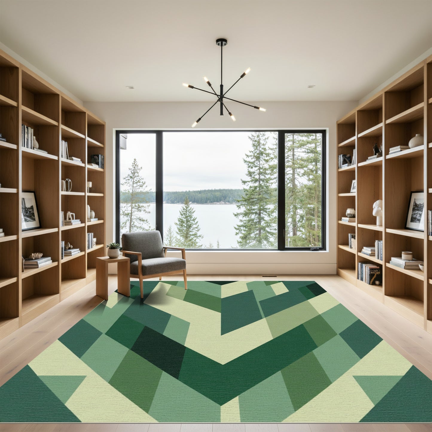 Geometric Angles Emerald Green Rug