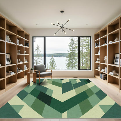 Geometric Angles Emerald Green Rug