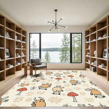 Whimsical Creatures Woodland Mushroom Pattern Rug