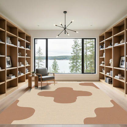 Sandy Beige Abstract Swirl Rug