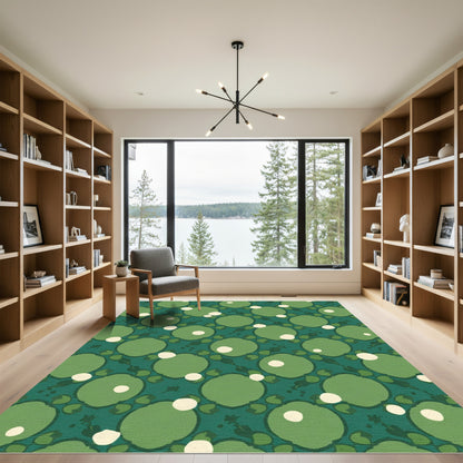 Emerald Circles and Dots Arrangement Rug