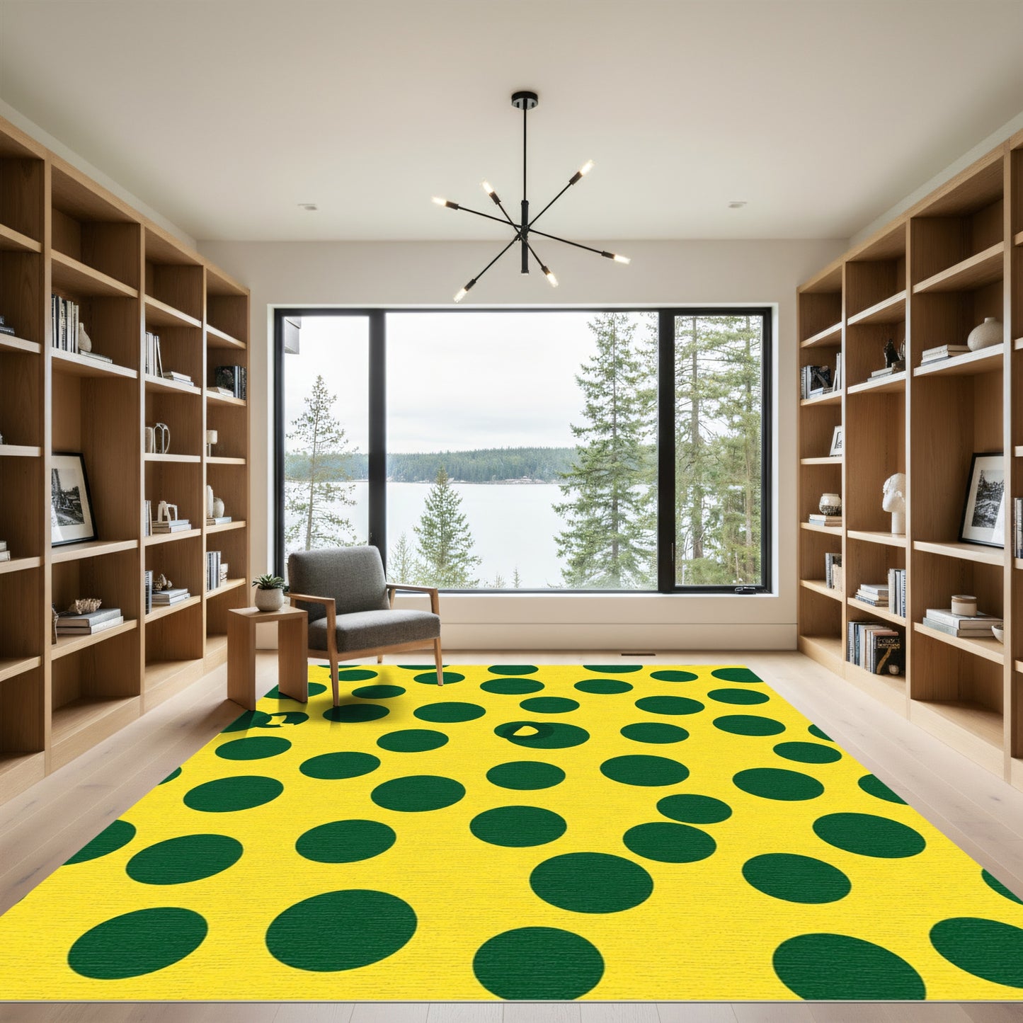 Yellow Green Polka Dot Circles Rug