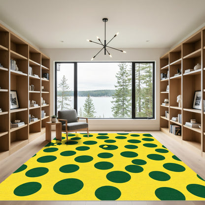 Yellow Green Polka Dot Circles Rug