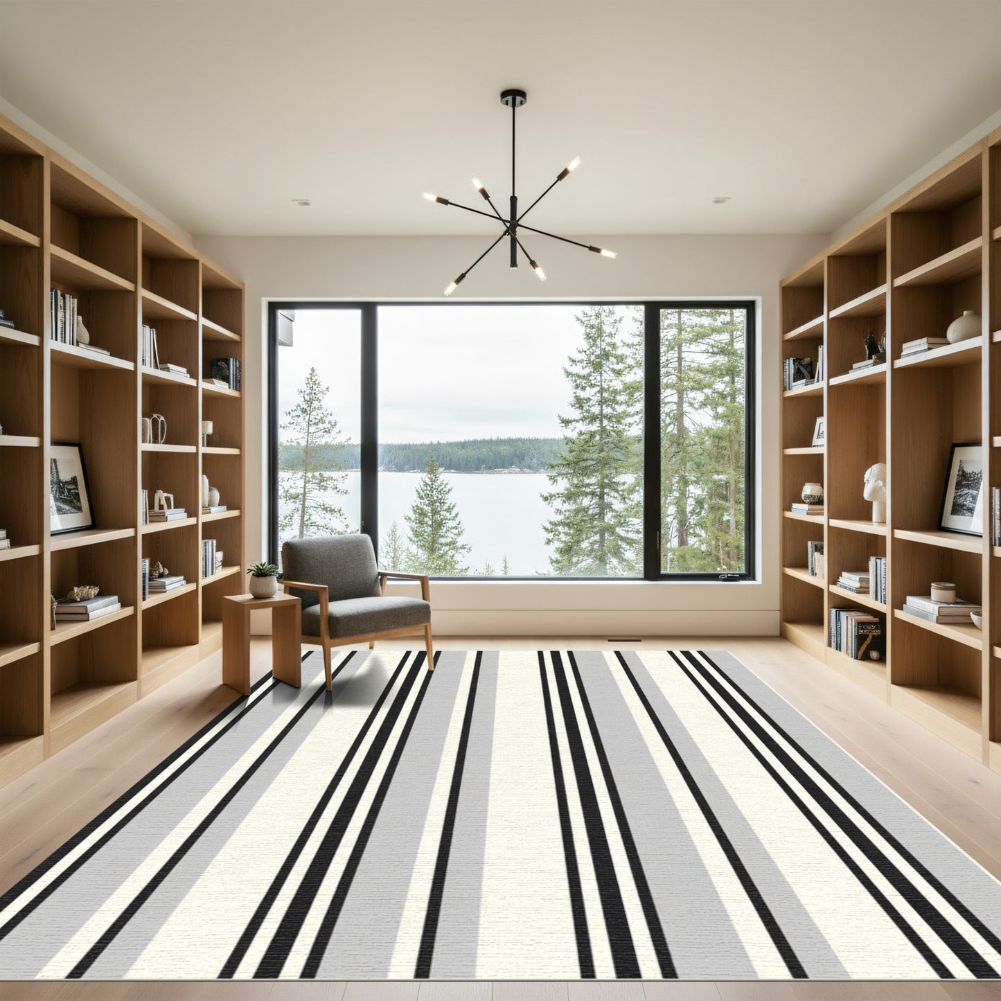 Monochrome Vertical Stripe Composition Rug