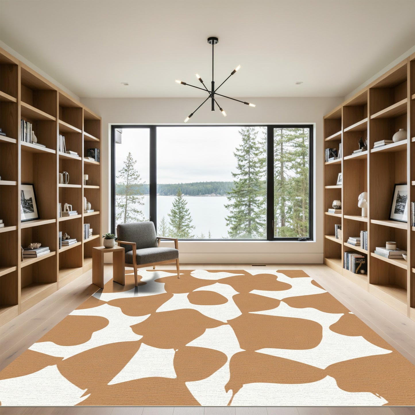 Earthy Brown Organic Blob Arrangement Rug