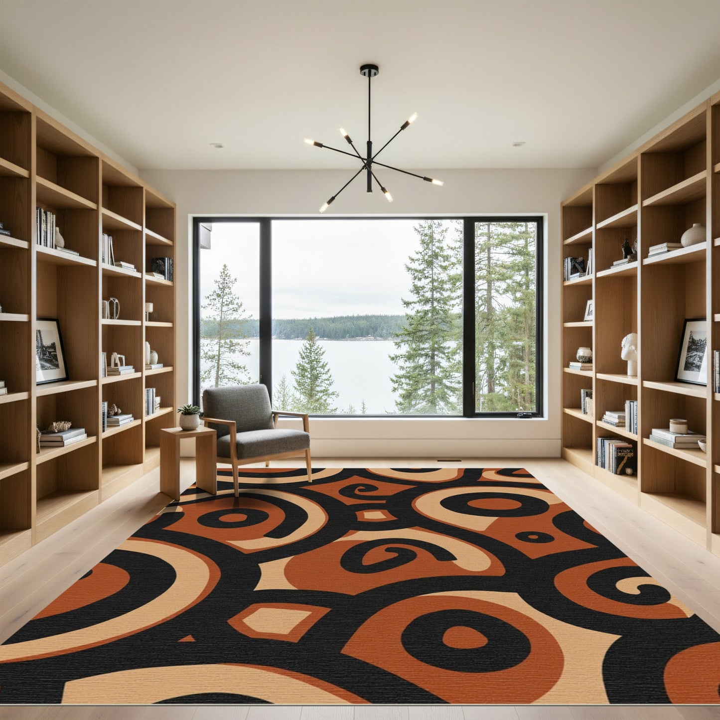 Earthy Swirl Abstract Circles Rug