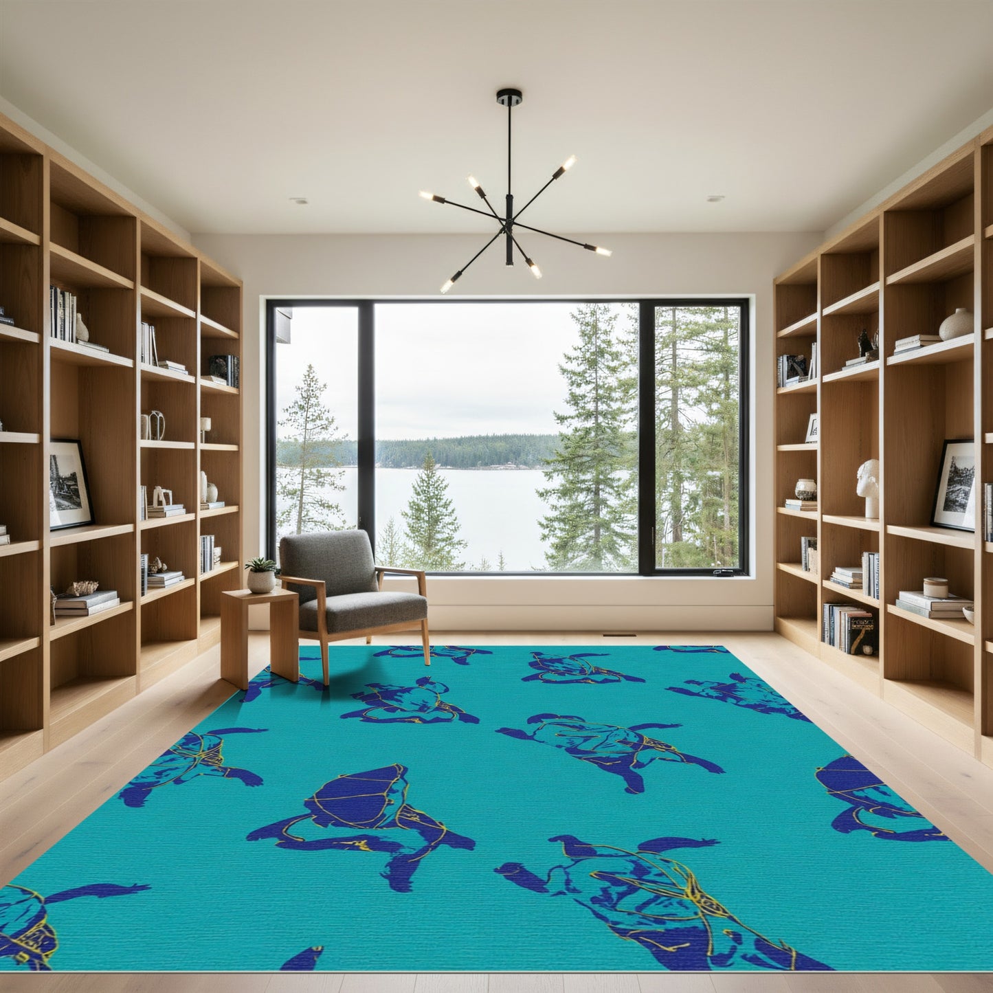 Aqua Blue Turtle Collage Rug