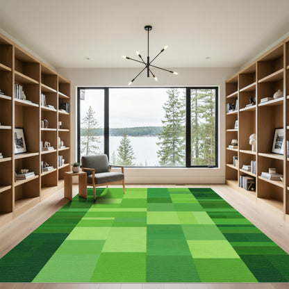 Verdant Geometric Blocks Accent Rug
