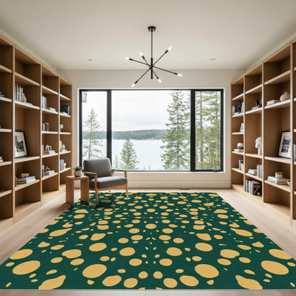 Golden Scatter Dot Emerald Rug