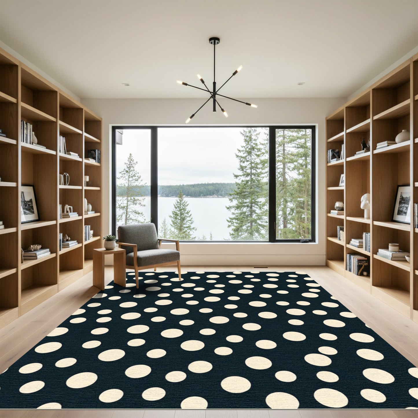 Dark Cream Polka Dot Scatter Rug