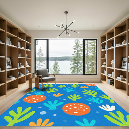 Blue Aquatic Coral Garden Rug