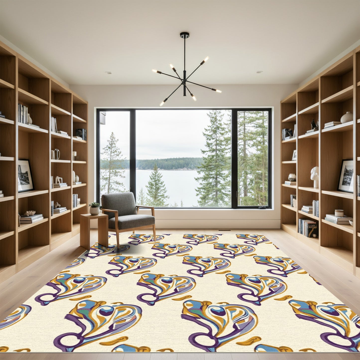 Art Nouveau Lilac Blue Gold Whorl Rug
