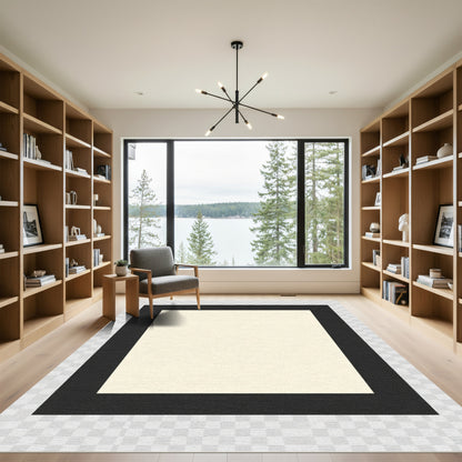 Classic Black Ivory Border Rug