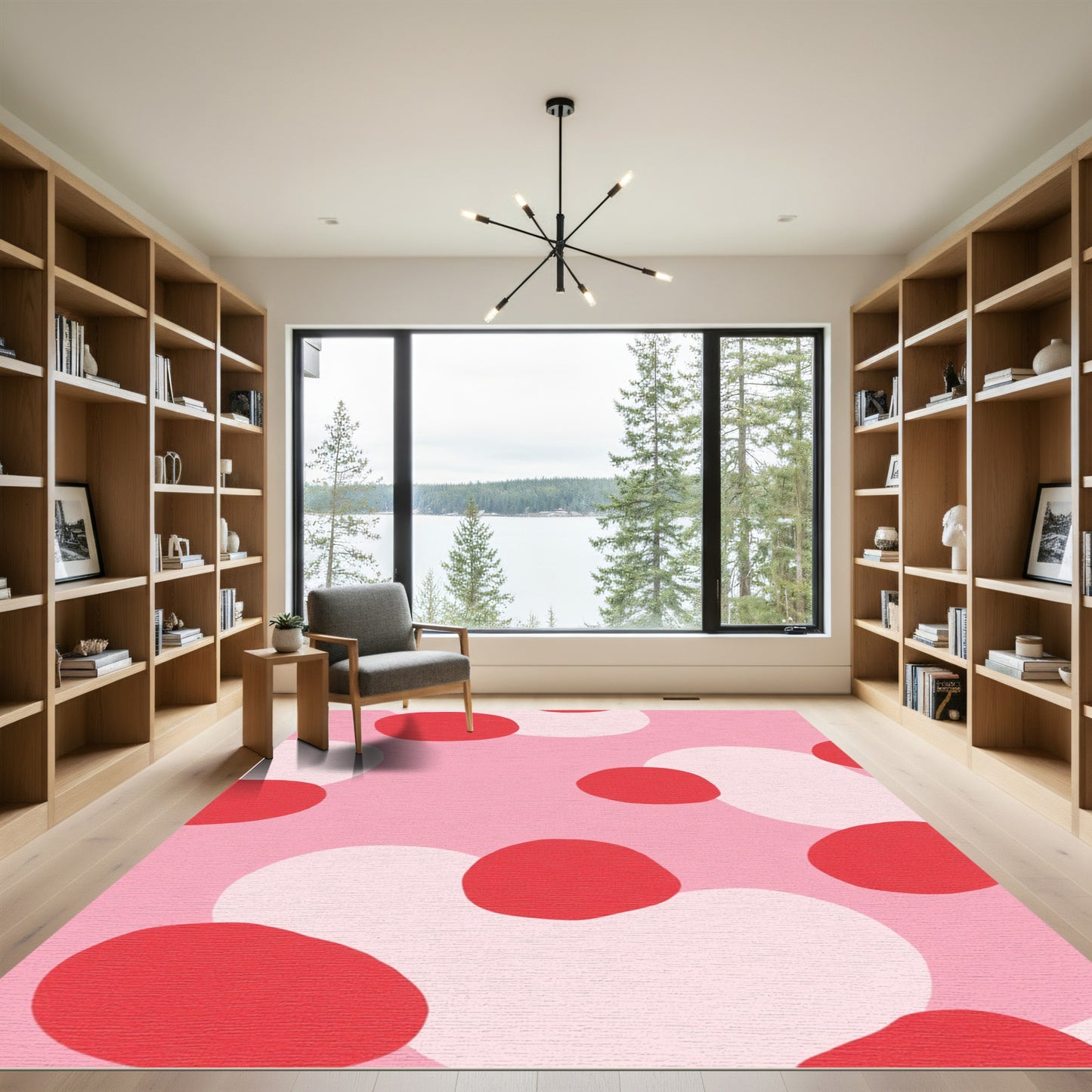 Pink Red Abstract Blob Composition Rug