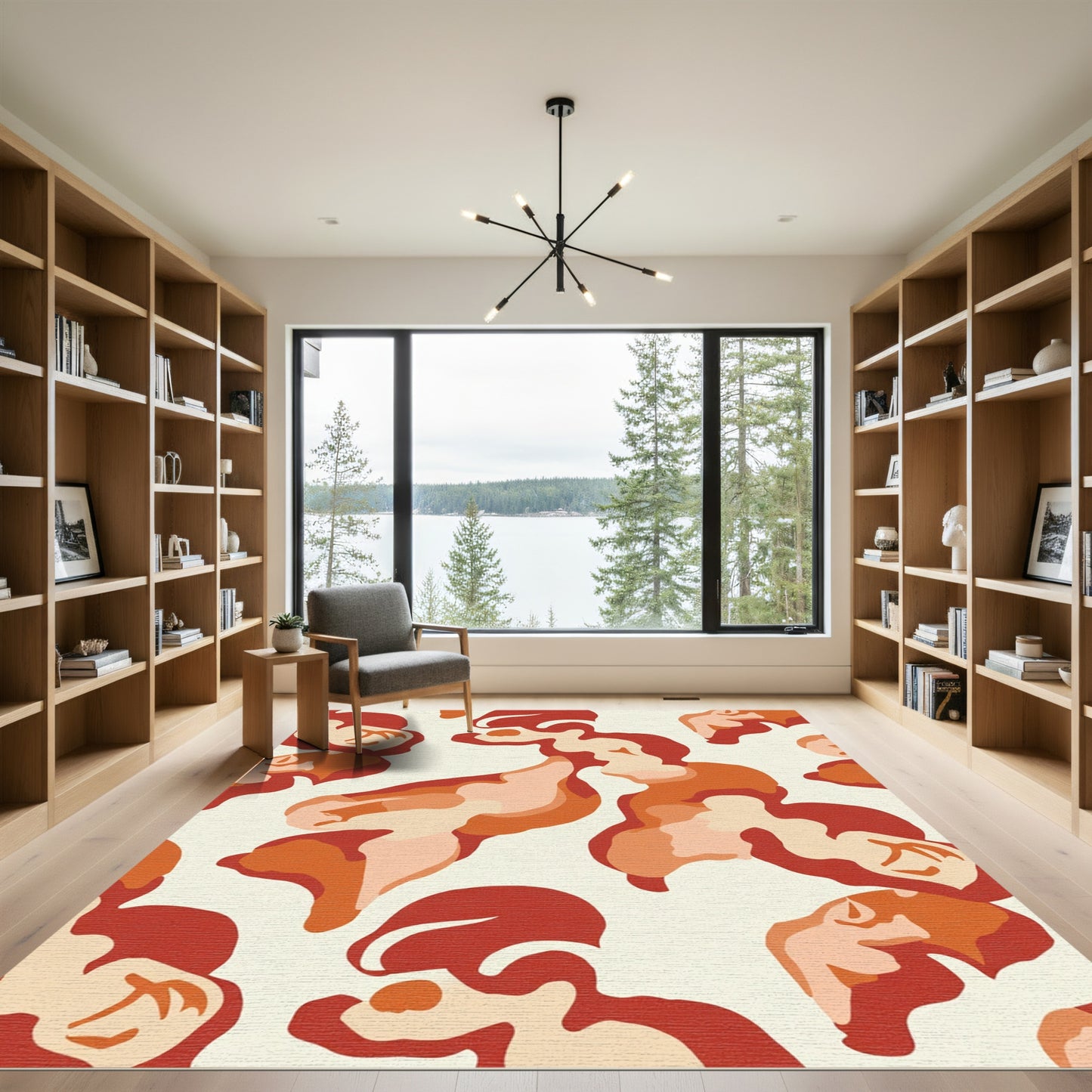 Terra Cotta Abstract Organic Forms Rug
