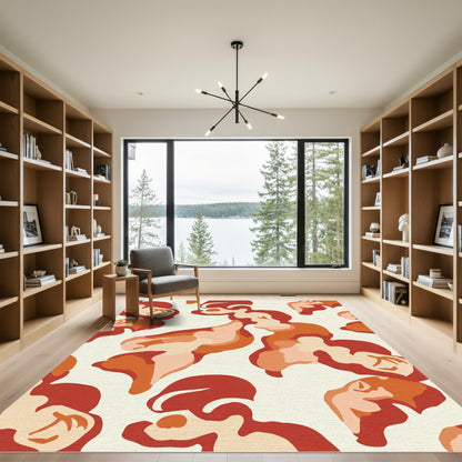 Terra Cotta Abstract Organic Forms Rug