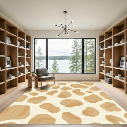 Golden Brown Abstract Spots Rug