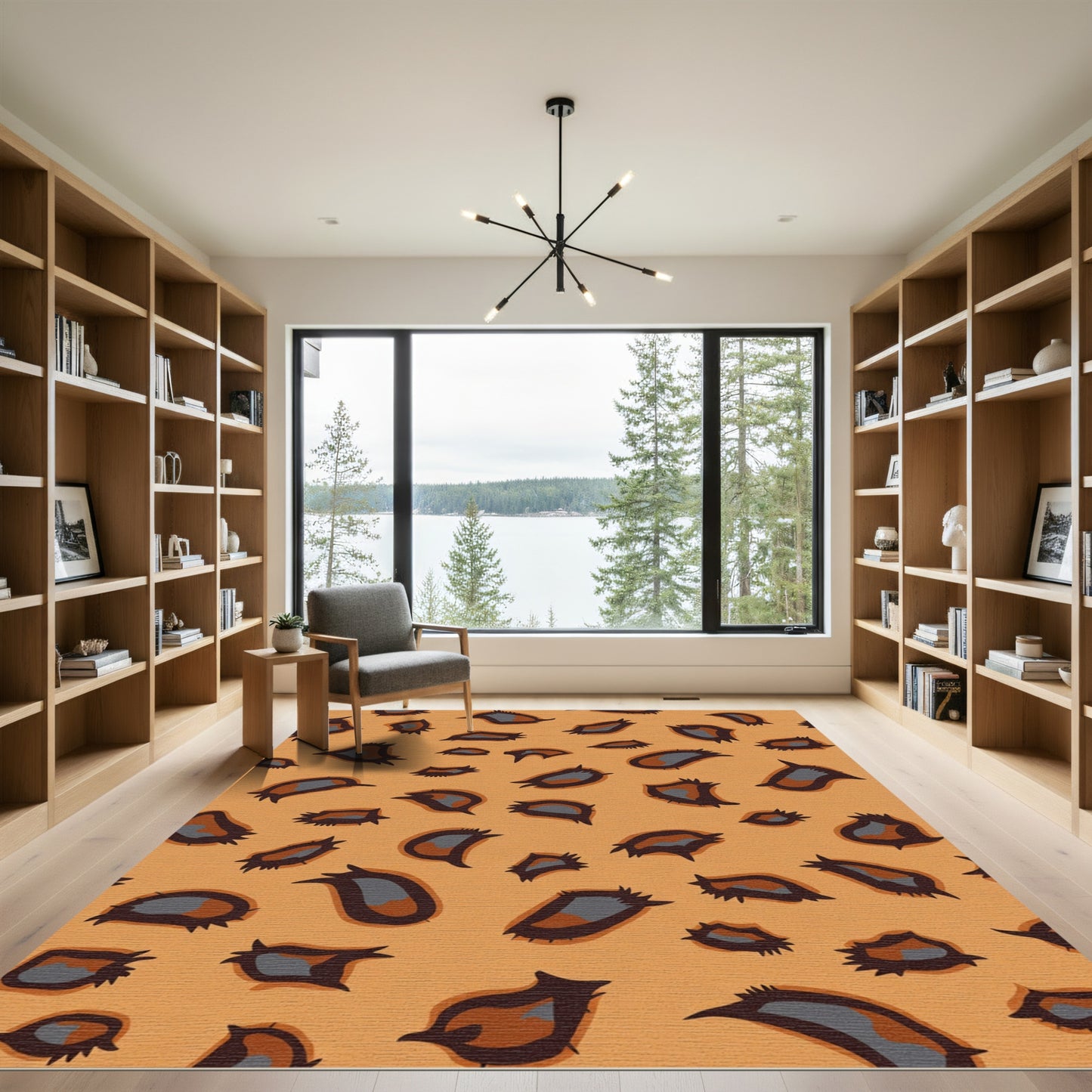 Orange Brown Leopard Spots Rug