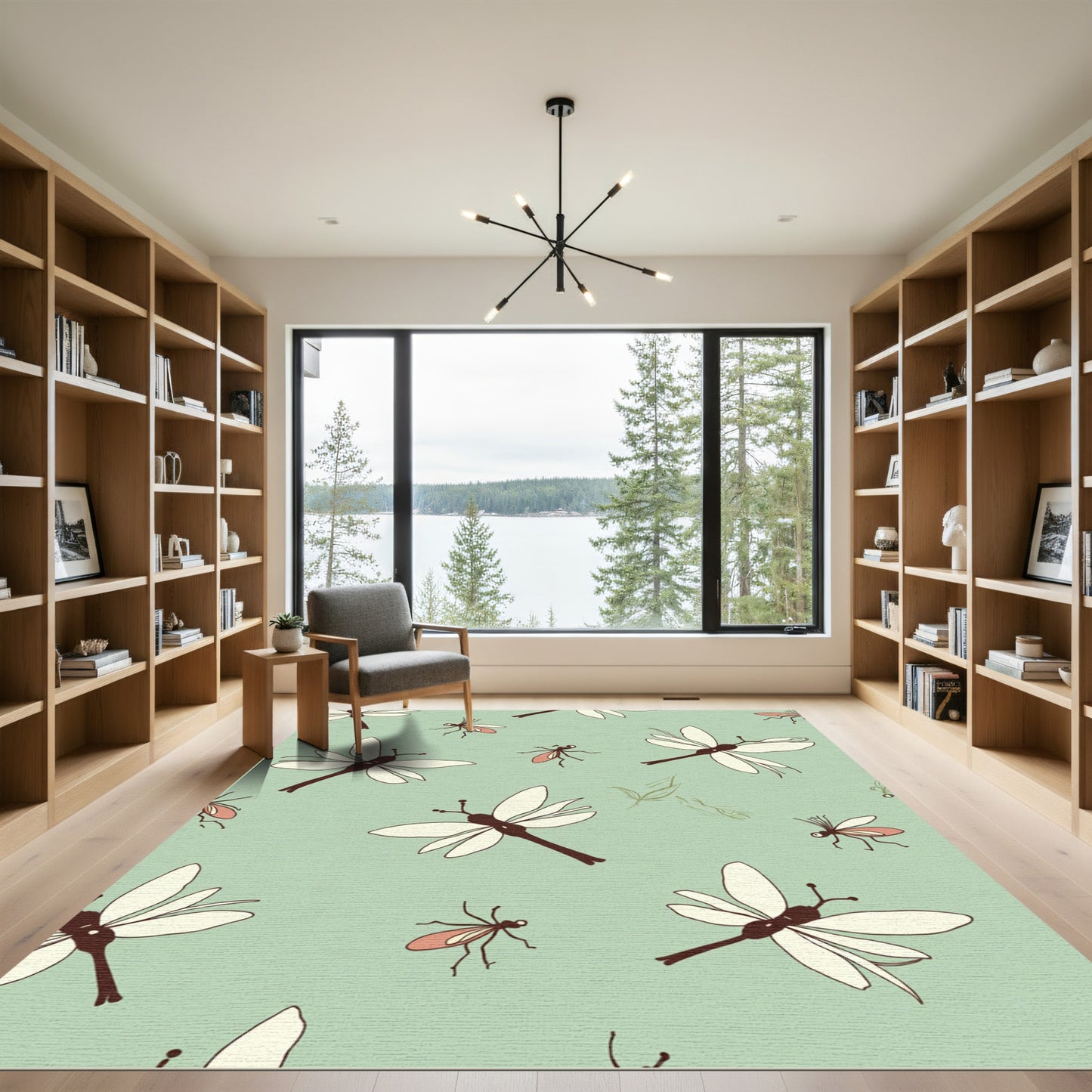 Cream Dragonfly And Insect Meadow Rug