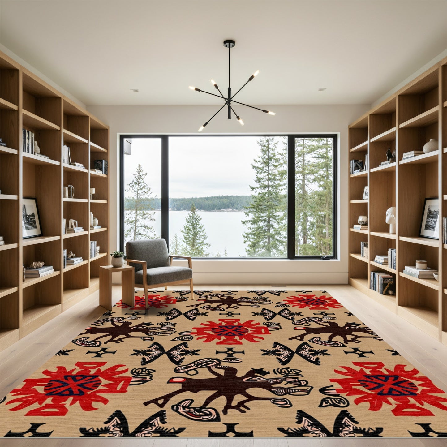 Earthy Red Tribal Animal Medallion Rug
