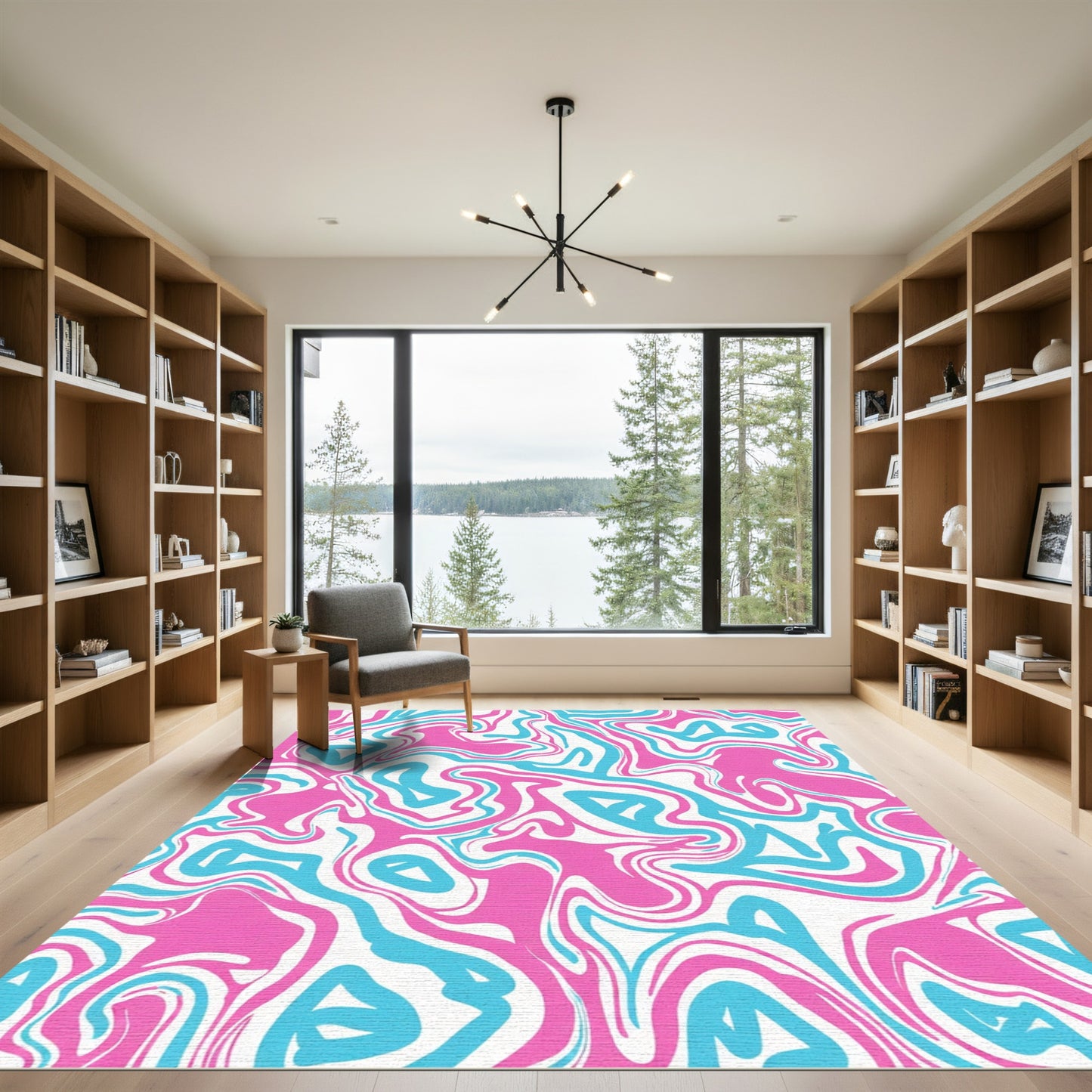 Vivid Pink Turquoise Swirls Rug