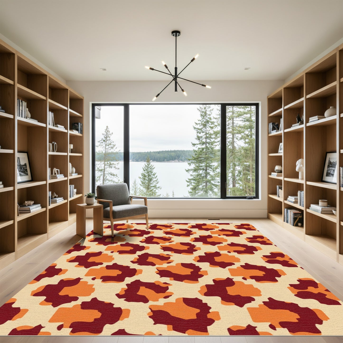 Amber Red Abstract Spots Rug