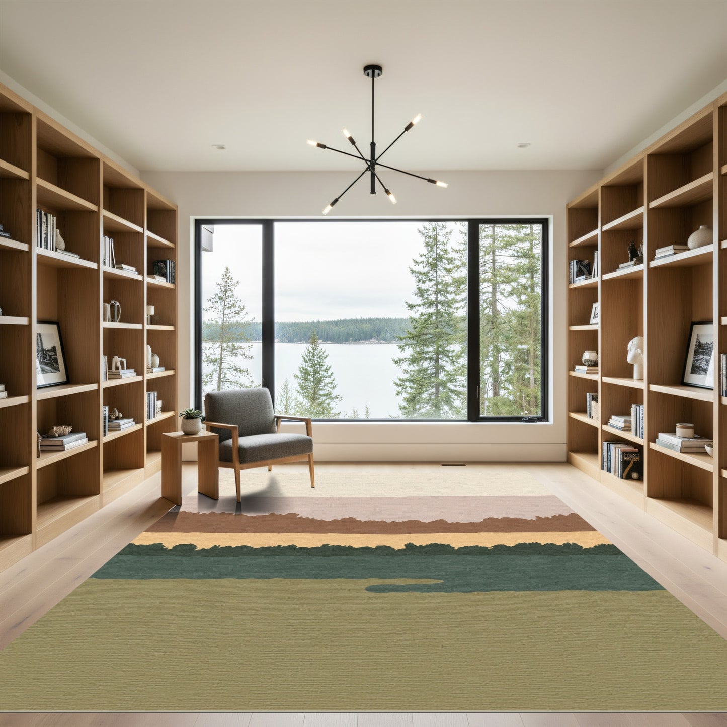 Earthy Abstract Landscape Horizon Rug