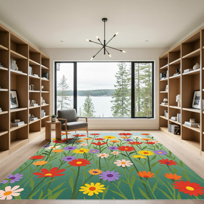 Whimsical Garden Meadow Floral Rug