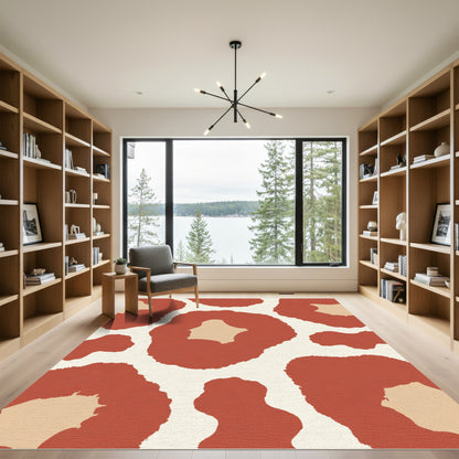 Terracotta Beige Abstract Spots Rug